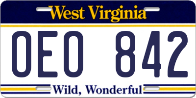 WV license plate OEO842