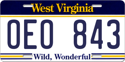 WV license plate OEO843