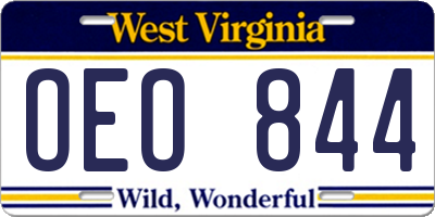 WV license plate OEO844