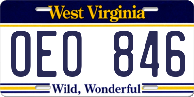 WV license plate OEO846