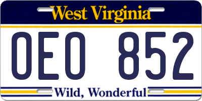 WV license plate OEO852