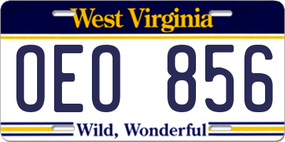 WV license plate OEO856