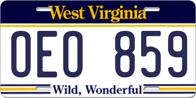 WV license plate OEO859