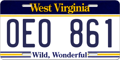 WV license plate OEO861