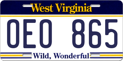 WV license plate OEO865