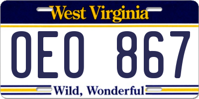WV license plate OEO867