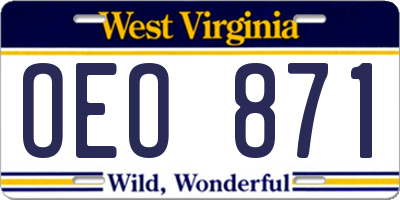 WV license plate OEO871