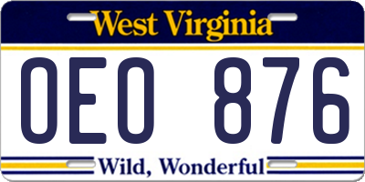 WV license plate OEO876