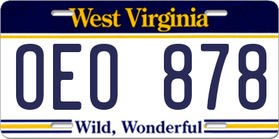 WV license plate OEO878