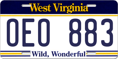 WV license plate OEO883
