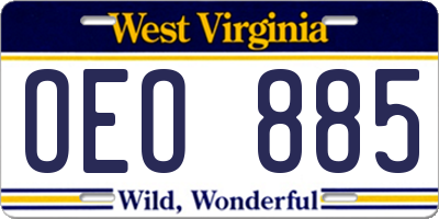 WV license plate OEO885