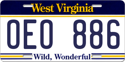 WV license plate OEO886