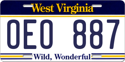 WV license plate OEO887