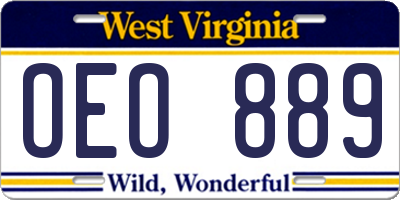 WV license plate OEO889