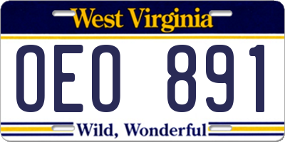 WV license plate OEO891