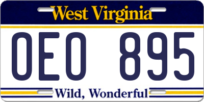 WV license plate OEO895