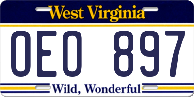 WV license plate OEO897