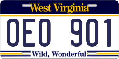 WV license plate OEO901