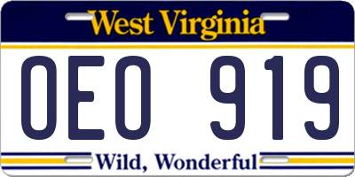 WV license plate OEO919