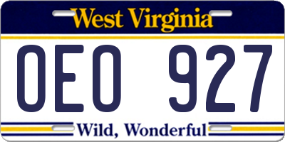 WV license plate OEO927