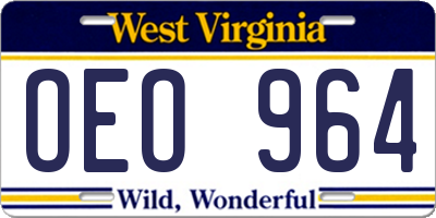 WV license plate OEO964