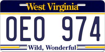 WV license plate OEO974