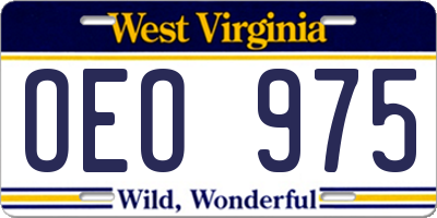 WV license plate OEO975