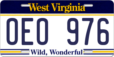 WV license plate OEO976