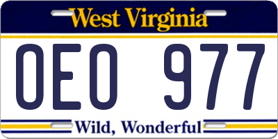 WV license plate OEO977