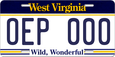 WV license plate OEP000