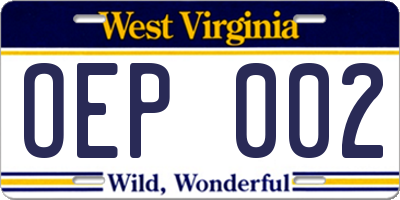 WV license plate OEP002