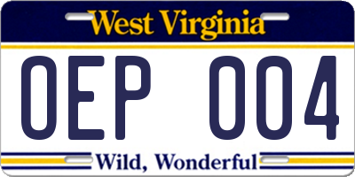 WV license plate OEP004