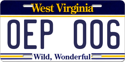 WV license plate OEP006