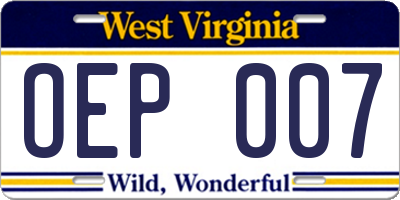WV license plate OEP007
