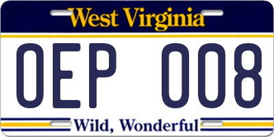 WV license plate OEP008