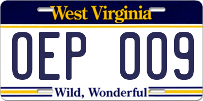 WV license plate OEP009