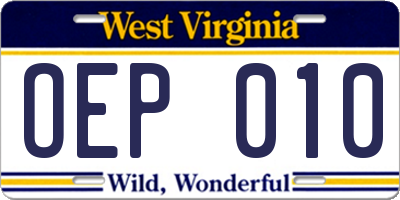 WV license plate OEP010