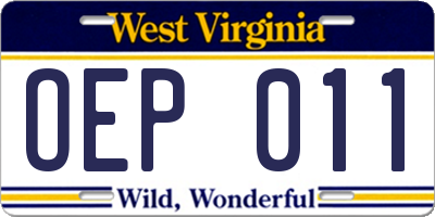 WV license plate OEP011