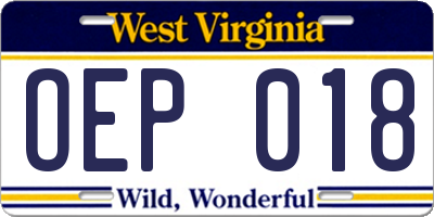WV license plate OEP018