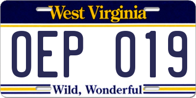 WV license plate OEP019