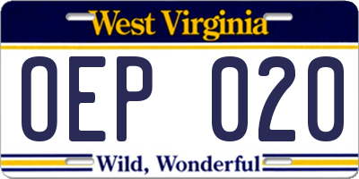 WV license plate OEP020