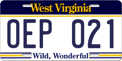 WV license plate OEP021