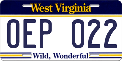 WV license plate OEP022