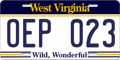 WV license plate OEP023