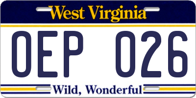 WV license plate OEP026