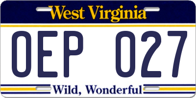WV license plate OEP027