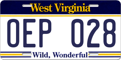 WV license plate OEP028