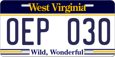 WV license plate OEP030
