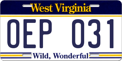 WV license plate OEP031