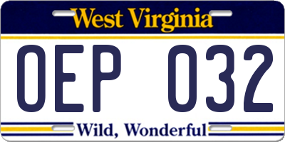 WV license plate OEP032